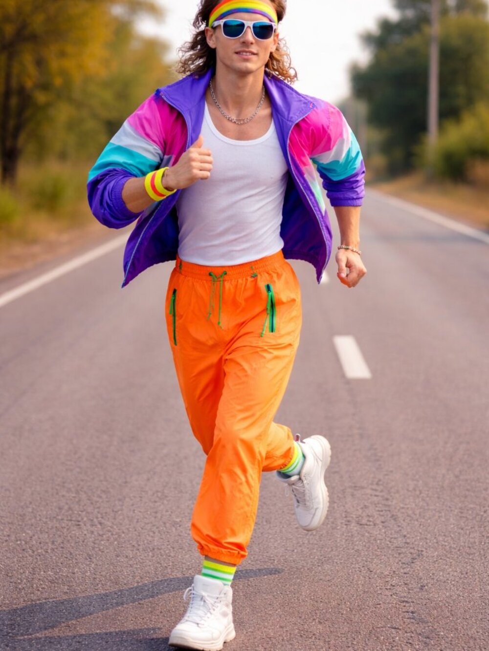 Vintage 80's Windbreaker Pants Neon Peach Nylon Size Small Zipper Cuffs‎ Elastic